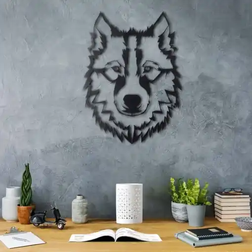 Reducere extra Tablou metalic Wolf Negru 38x50 cm