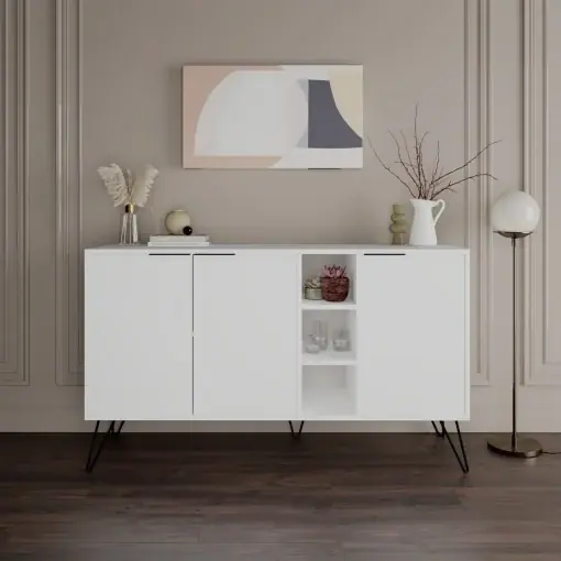 Comoda Model Clara, Alb, 142x35.6x83 cm Reducere de preț