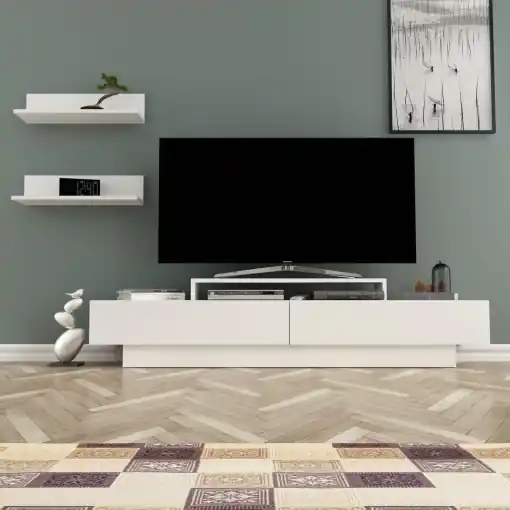 Plată securizată Consola TV Lucca Alb 180x40x31 cm