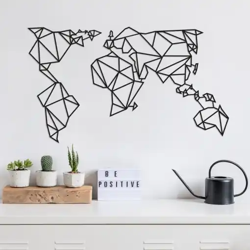 Tablou metalic World Negru 100x58 cm Ofertă exclusivă