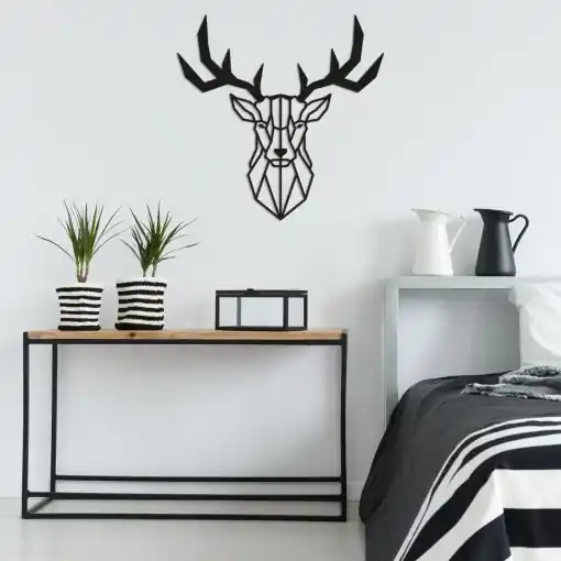 Tablou metalic Deer2 Negru 51x51 cm Reducere