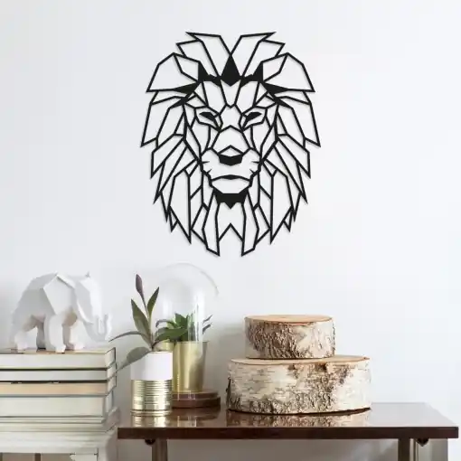 Tablou metalic Lion Negru 40x50 cm Ofertă