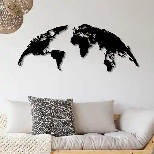 Tablou metalic World Negru 150x59 cm Livrare rapidă