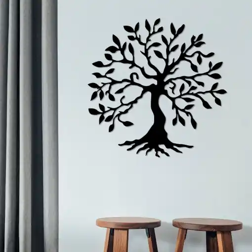 Preț mic Tablou metalic Tree Negru 60x60 cm