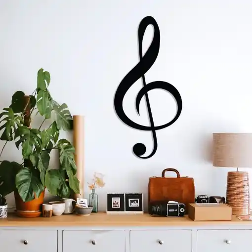 Promoție Tablou metalic Treble Negru 28x59 cm