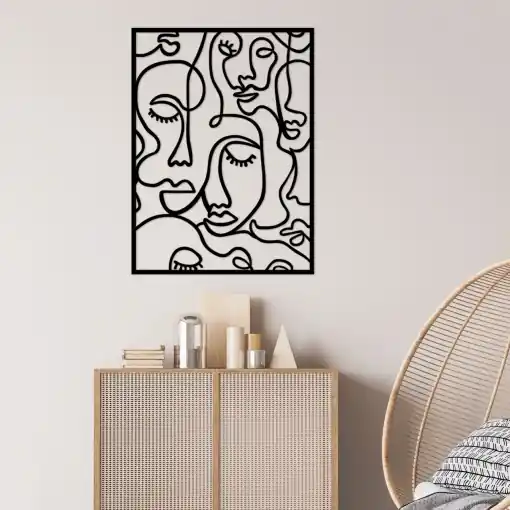 Premium Tablou metalic Faces Negru 52x70 cm