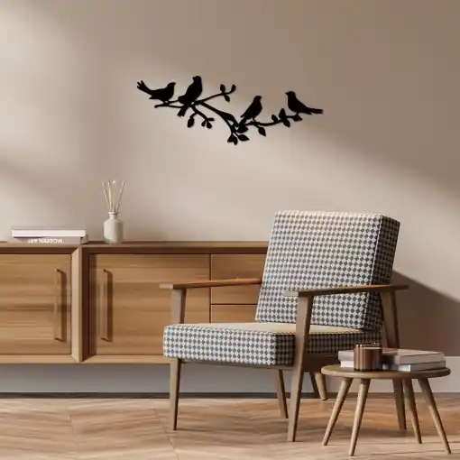 Tablou metalic Birds Negru 70x26 cm Promoție