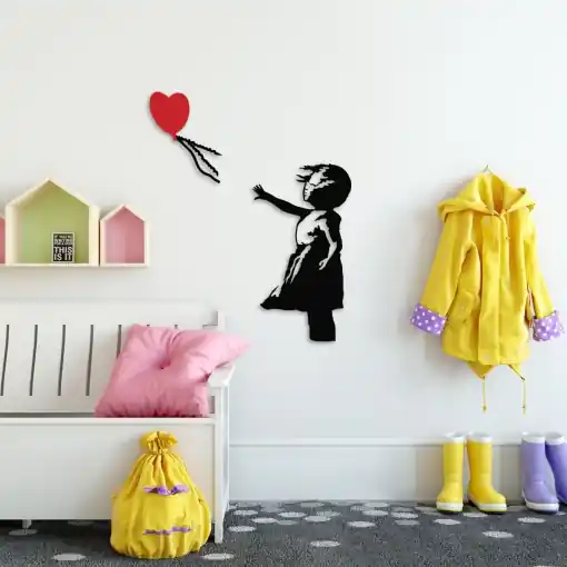 Tablou metalic Banksy Negru 105x85 cm Popular