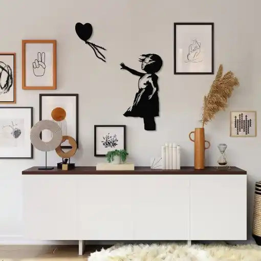 Lichidare de stoc Tablou metalic Banksy Negru 105x85 cm