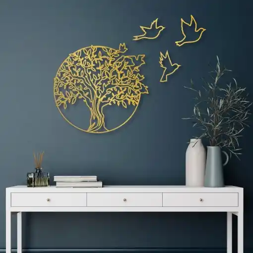 Tablou metalic Tree Auriu 61x56 cm Bestseller