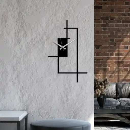 Ceas de perete decorativ din metal Corner Negru 49x30 cm Discount