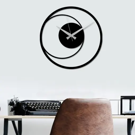 Ceas de perete decorativ din metal Circle Negru 49x49 cm Plată securizată