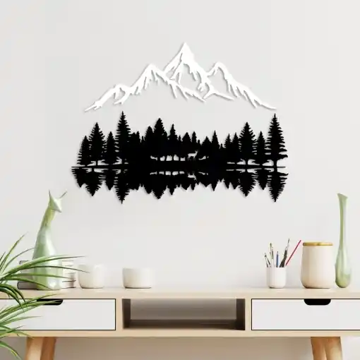 Tablou metalic Nature Negru 62x22 cm Promoție