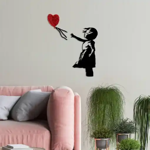 Cel mai bun preț Tablou metalic Banksy Rosu 105x85 cm