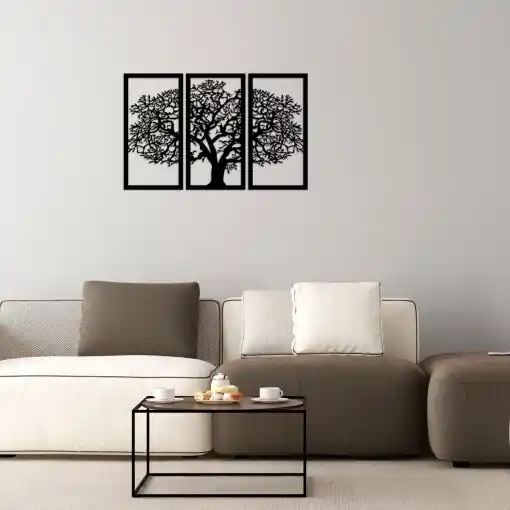 Tablou din lemn si metal Agac Negru 66x105 cm Promoție