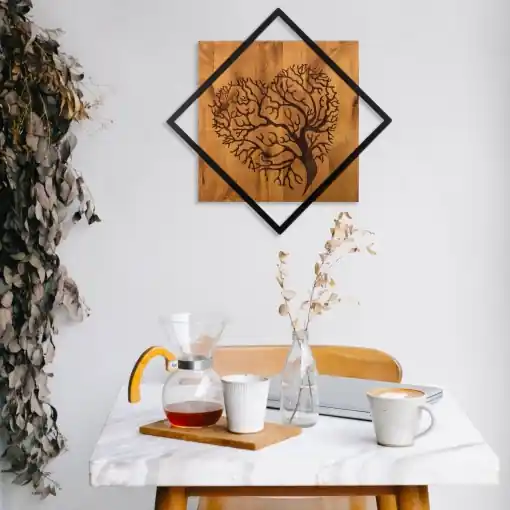 Ofertă Tablou din lemn si metal Tree Nuc 54x54 cm
