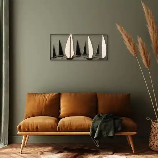 Tablou metalic Yelkenli Multicolor 40x91x5 cm Reduceri