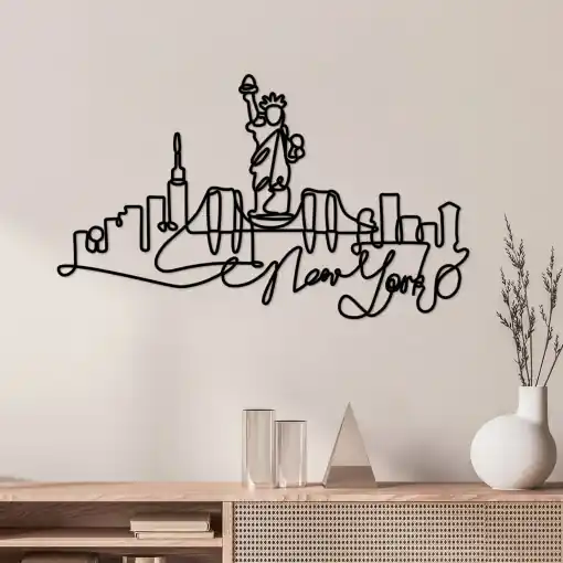 Tablou metalic Newyork Negru 120x67x1.5 cm Noutate