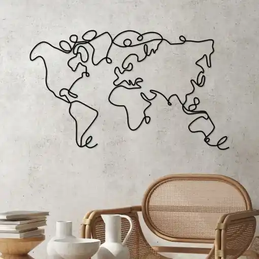 Tablou metalic World Negru 120x70x1.5 cm Cumpărături sigure