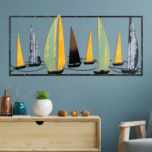 Tablou metalic Yelkenli Multicolor 40x90 cm Cumpărături sigure