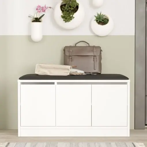 Popular Dulap de pantofi cu bancheta Mr2 Alb 89.6x45.8x35.5 cm