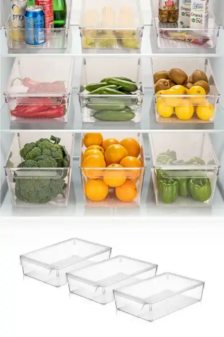 Set organizator frigider, 3 piese 729 Transparent 20x32.5x7 cm Livrare expres