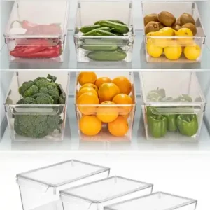Set organizator frigider, 3 piese 731 Transparent 20x32.5x14 cm Reducere specială