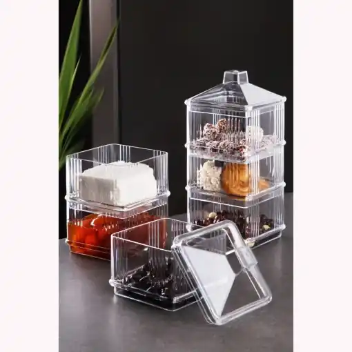 Set cutii de depozitare, 6 bucati Kareakrlk Transparent 10x10x49.5 cm Promoție