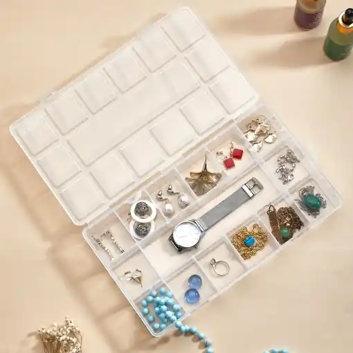 Premium Organizator bijuterii Model Beckett, Transparent, 26x15x3.5 cm