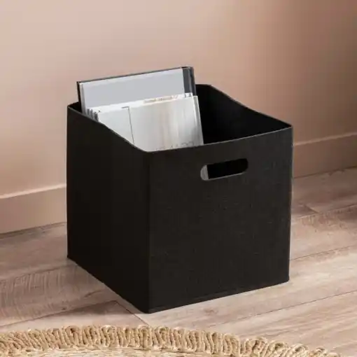 Coș de pâslă HMY Negru 30x30x30 cm Reducere extra