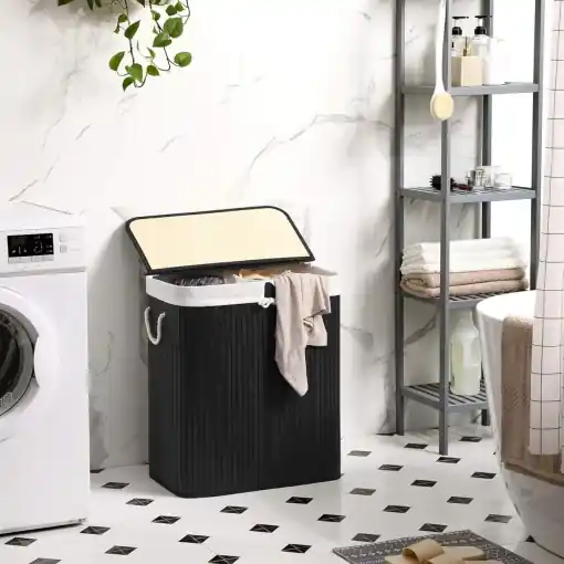 Cos de rufe Songmics Negru 51.5x31.5x61.5 cm Reduceri