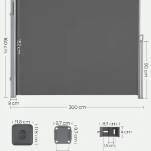 Copertina laterala Songmics Gri 160x300 cm Preț redus