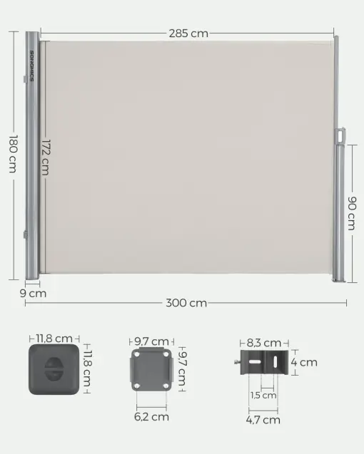 Copertina laterala Songmics Bej 180x300 cm Cel mai bun preț