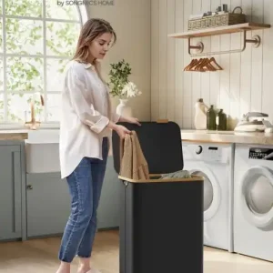 Cos de rufe Songmics Negru 52x38.5x70.5 cm Ofertă limitată