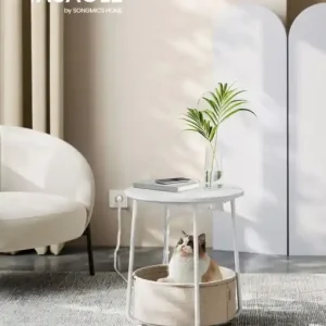 Expediere rapidă Masuta laterala cu priza Vasagle Alb 45x45x50 cm