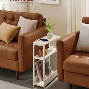 Masuta laterala cu priza Vasagle Alb 45x18x58 cm Plată securizată
