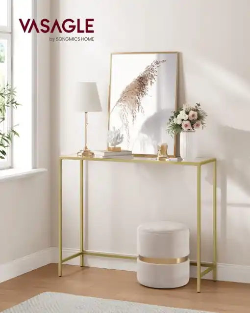 Consola Vasagle Auriu 100.5x20x80 cm Calitate înaltă