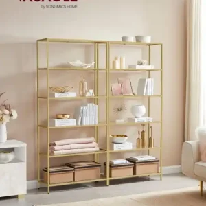 Biblioteca Vasagle Auriu 80x30x176.5 cm Noutate