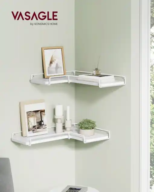 Set 2 rafturi de colt Vasagle Albastru 40x29x4 cm Reducere extra