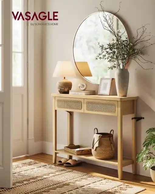 Consola Vasagle Bej 100x30x80 cm Ofertă exclusivă