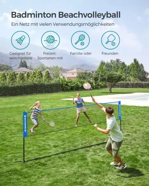 Preț mic Plasa de badminton Songmics Albastru 400x155x103 cm