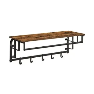 Ultima șansă Cuier cu raft Model Phelps, Maro Rustic/Negru, 30x80x27 cm