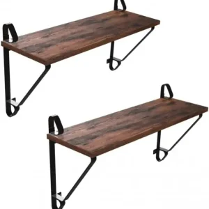 Preț redus Set 2 Polițe cu Cadru Metalic Model Abigail, Maro rustic/Negru, 60x33x20 cm