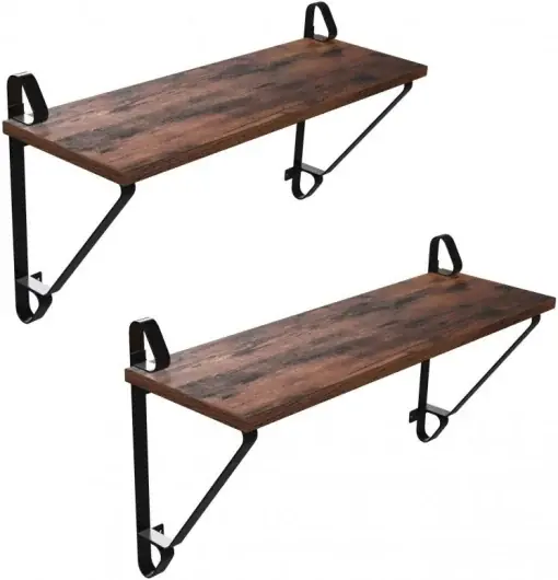Preț redus Set 2 Polițe cu Cadru Metalic Model Abigail, Maro rustic/Negru, 60x33x20 cm