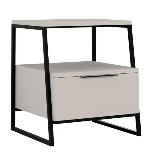 Reducere Noptiera Model Roberson, Crem/Negru, 45x40x50cm