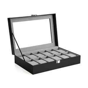 Nu rata Cutie pentru ceasuri Model Luxury Vault, Negru, 30.2x20.2x8.1 cm