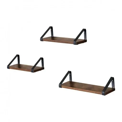 Set 3 Rafturi/Polițe de Perete Rustic Maro Jayla – Lemn Decorativ 30 cm 35 cm 40 cm pentru Living, Bucătărie & Dormitor Promoție