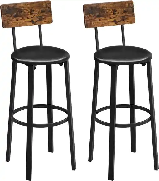 Set 2 scaune de bar Model Daphne, Maro rustic/Negru, 40.1x44.2x100.5 cm Reducere specială