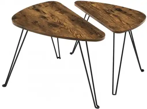 Set 2 Masute de Cafea Model Shelby, 60x38x47.5/52x31.5x42.5 cm, Maro Rustic / Negru Vezi acum