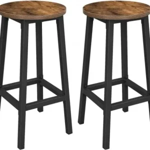 Set 2 scaune de bar Model Kimberly, Maro rustic/Negru, 30x30x65 cm Ofertă